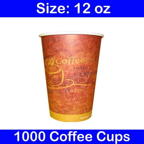 Disposable 12 oz Hot Coffee Paper Cups Case of 1000
