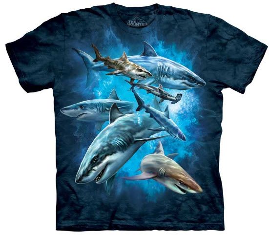 Shark Collage Tee T Shirt Ocean Great White Hammer Child Medium The