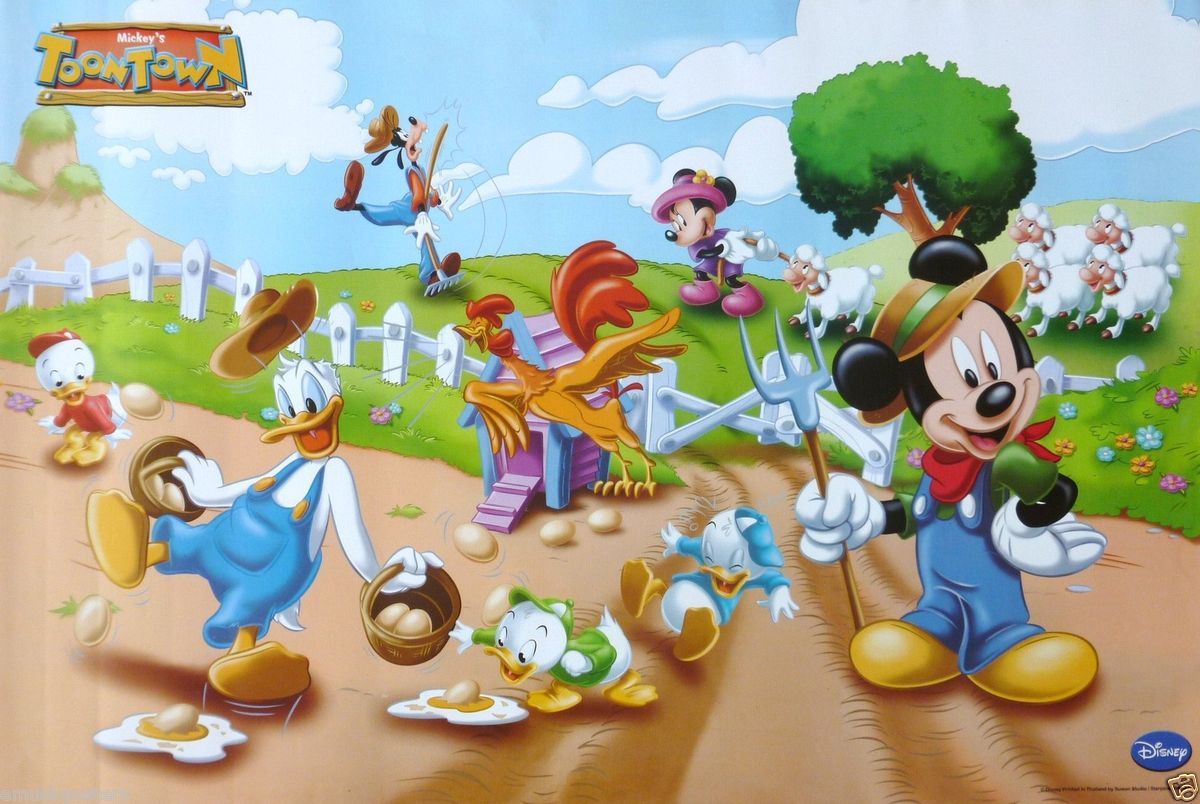  LIFE ON THE FARM POSTER FROM ASIA   Mickey Mouse, Donald Duck, Goofy