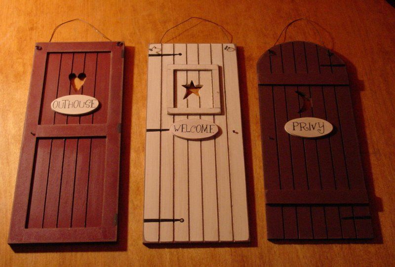  Country Primitive Wood OUTHOUSE Doors Privy Bathroom Decor Signs NEW