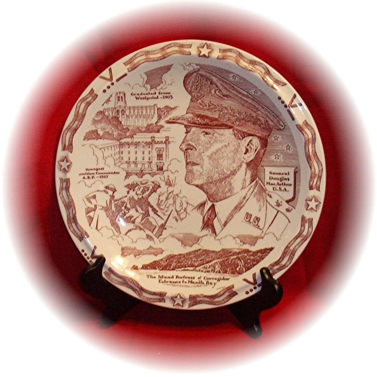 10 5 Plate Honoring General Douglas MacArthur Vernon Kilns Circa 1942