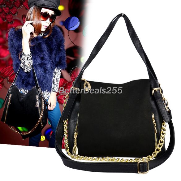 Fashion Womens Chain Decor PU Leather Square Handbag Shoulder Bag
