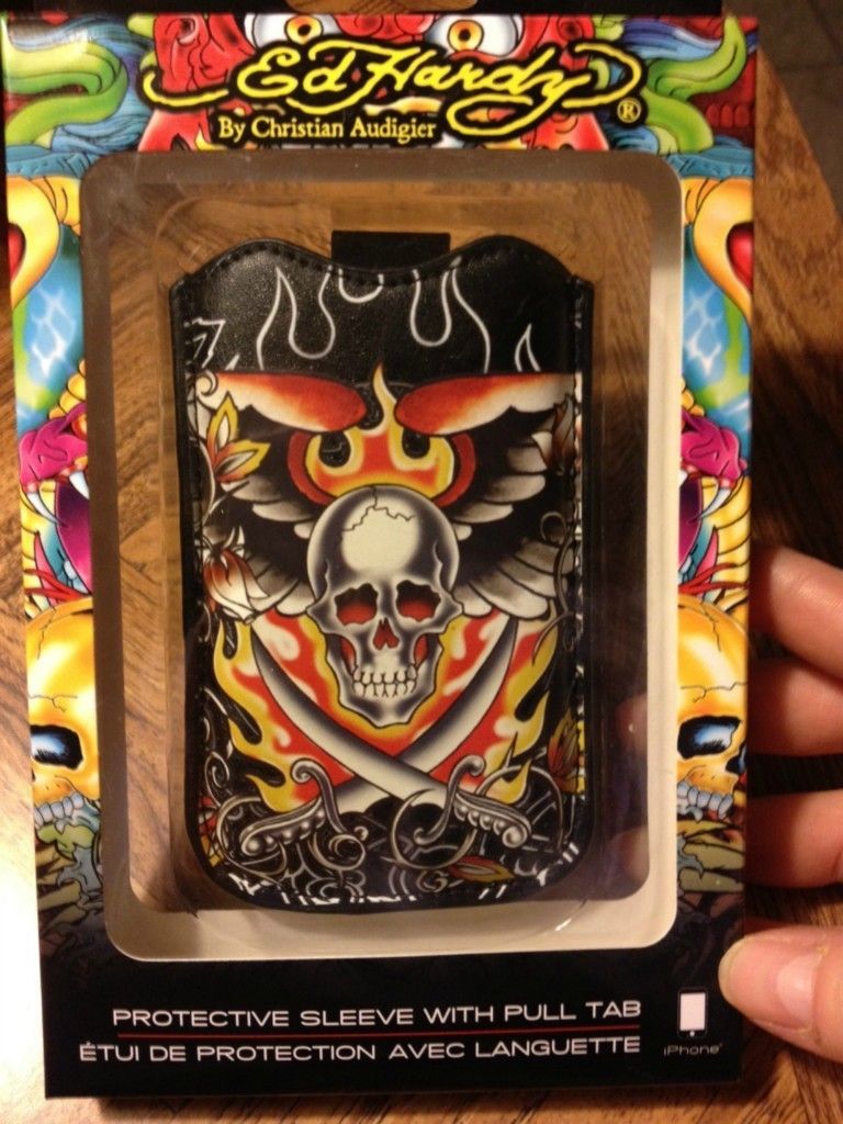 Ed Hardy Leather iPhone 3G/3GS Protective Sleeve Case, Skull Flames