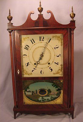 Ephraim Downes Pillar & Scroll Wooden Works Clock BEST OFFER 