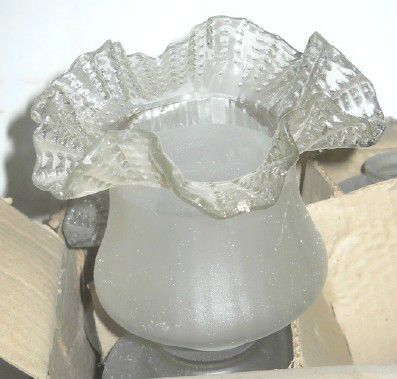 8 VIANNE FLUTED FROSTED HAND MADE GLASS LAMP SHADES NOS