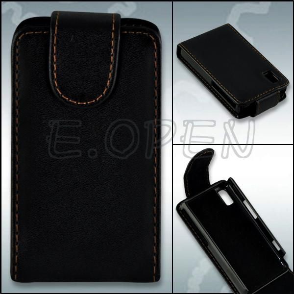 Black Leather Case Cover Pouch for Samsung Tocco F480