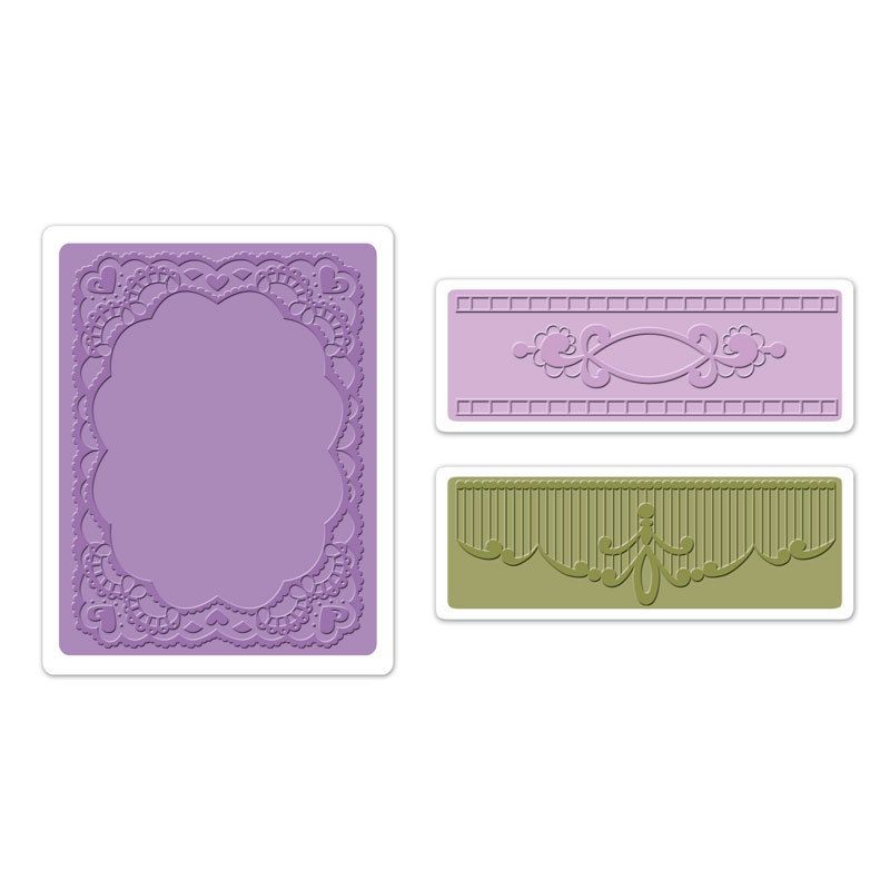 Sizzix Textured Impressions Embossing Folders 3pk Oval Lace Set 657761