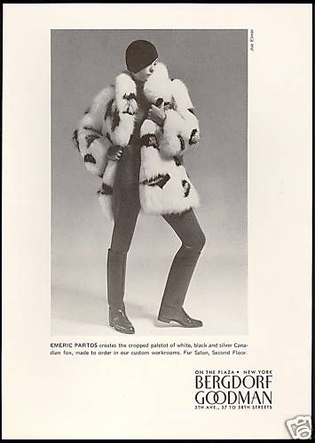 1971 Emeric Partos Fox Fur Coat Bergdorf Goodman Ad