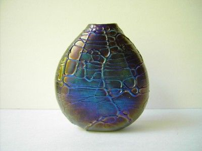 Mark Ellinger Iridescent Blue Pallme Konig Style Studio Art Glass