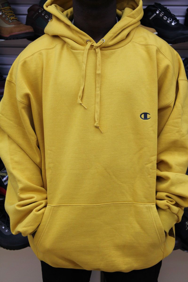 Champion Yellow High Quality Thick Double Knit Pull Over Super Hood