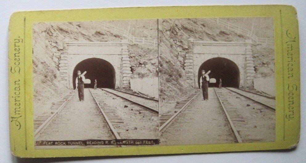 Flat Rock Tunnel Reading Railroad R R Pennsylvania PA Stereoview Train