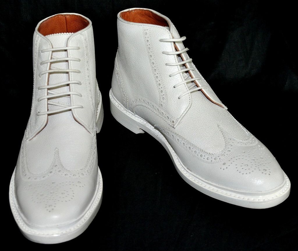 595 NEW Florsheim by Duckie Brown White BROGUE BT Leather Ankle Boots