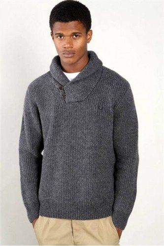 fred perry grey shawl neck sweater k8249 size large fred perry