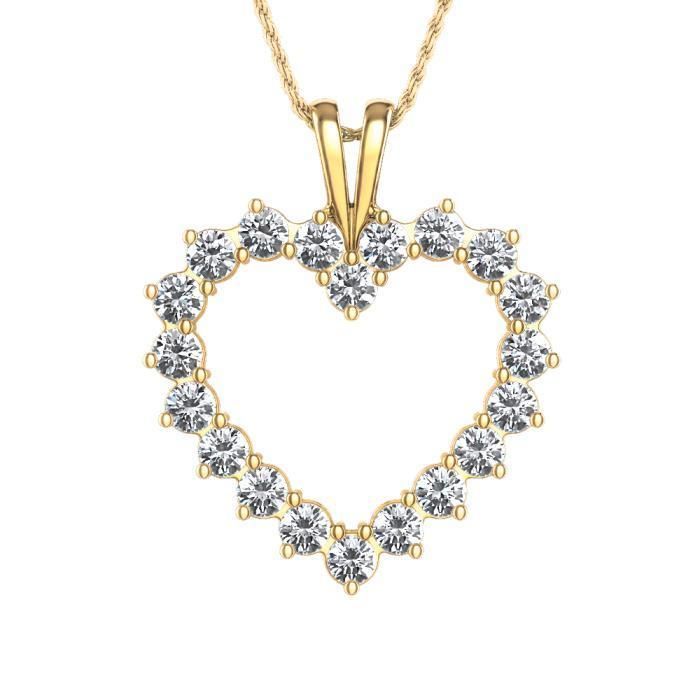  SI1 G 0 50Ctw Real Diamond Jewelry Yellow Gold Heart Pendant Necklace