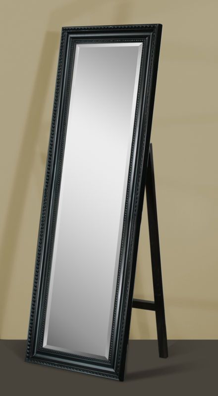  Black Framed Full Length Beveled Floor Mirror with Stand 8806