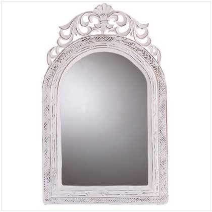 Arched Top Wall Mirror ♥ French Country Decor Distressed White