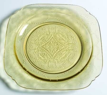 Antique Federal Glass Madrid 9 Luncheon Plate Amber Depression Glass