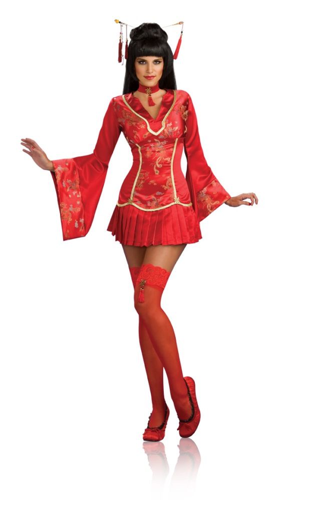 Red Ginger Sexy Asian Geisha Dress Costume Adult Large