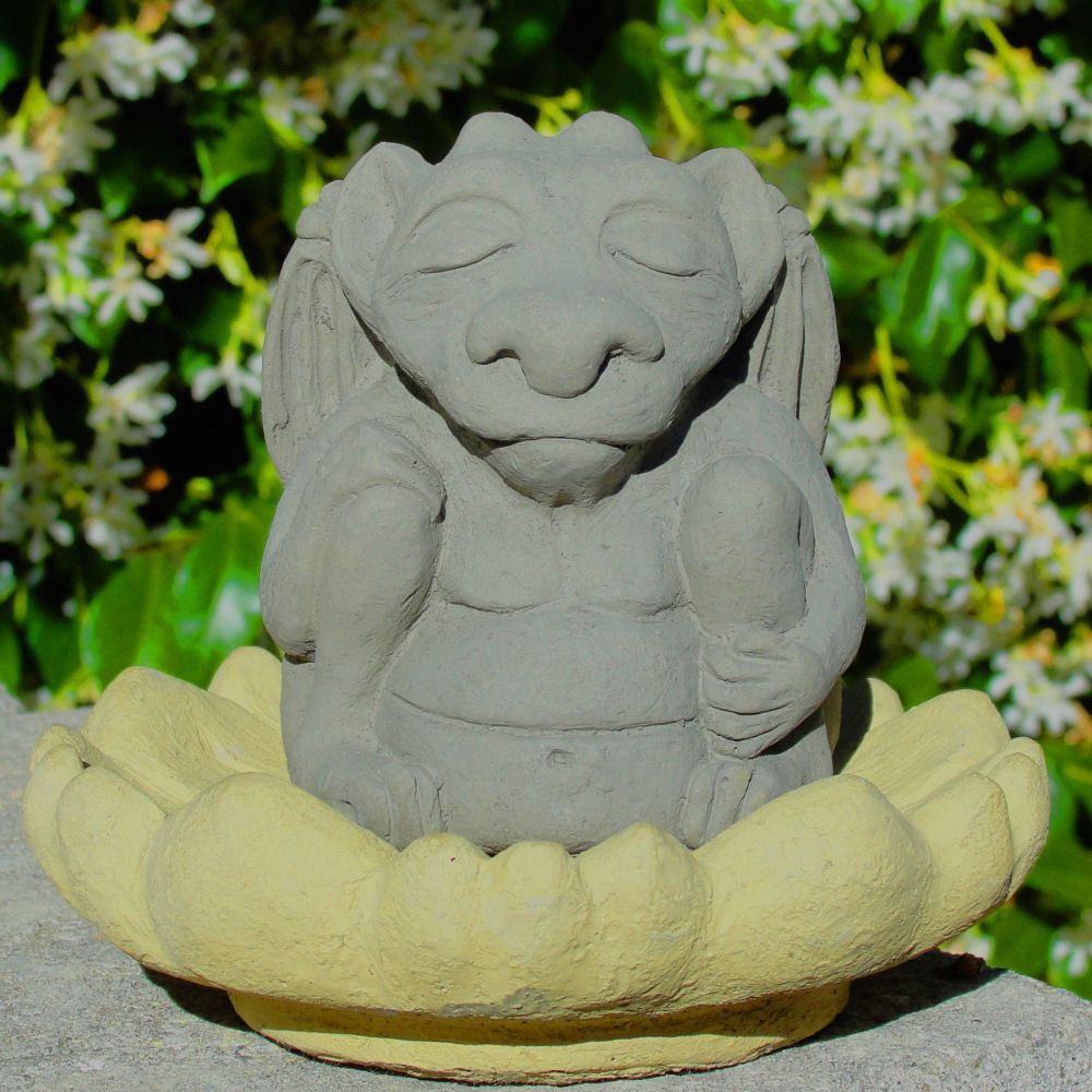 Meditating Gargoyle Buddha Stone Zen Garden Statue A