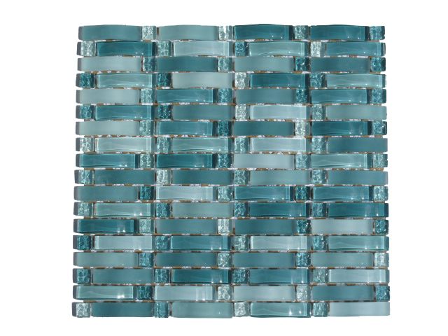 Aqua Curved Mosaic Glass Tile Sample / Kitchen Backsplash Bathroom