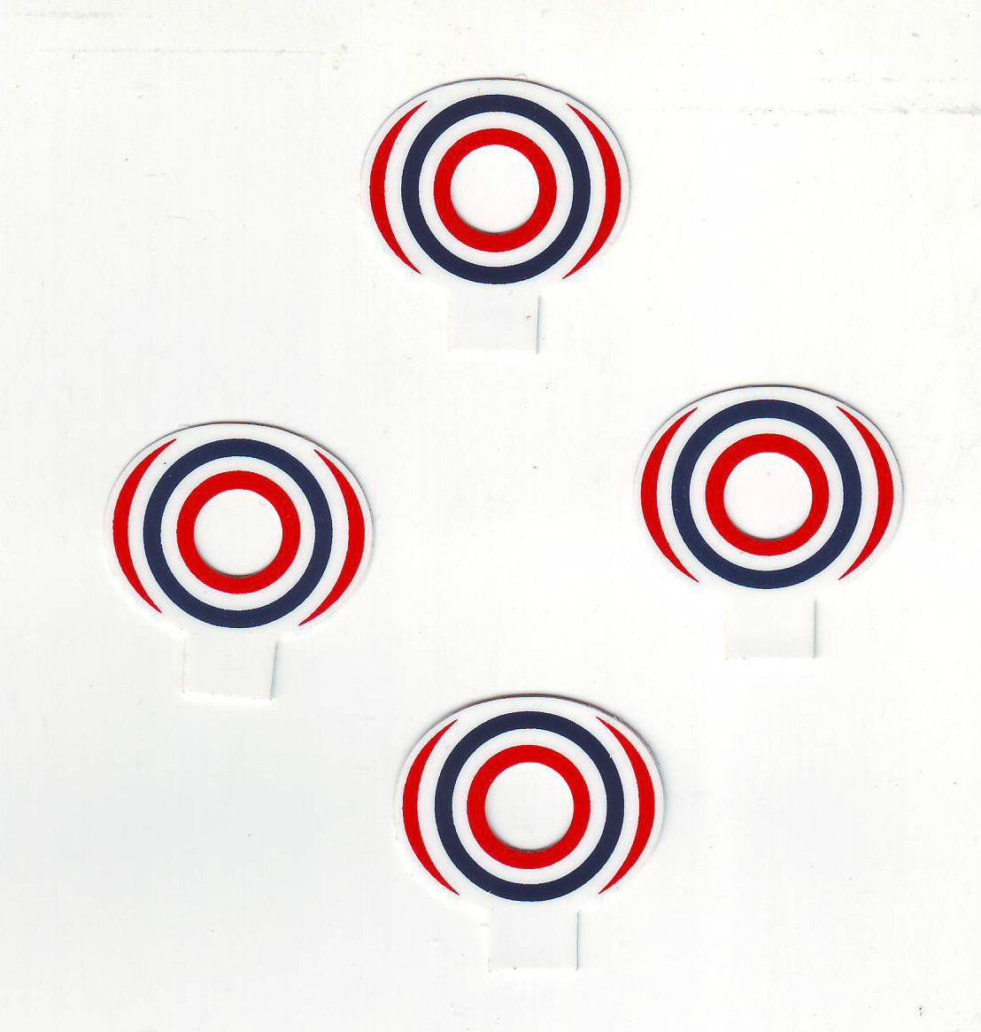 GOTTLIEB 1950s 1960s ERA BULLS EYE TARGET DECALS 4 SEVEN SEAS WOODRAIL