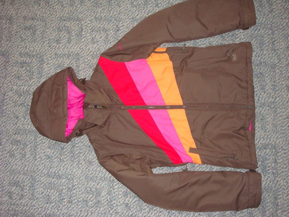 Roxy Youth Ski Jacket Roxy Snow Size XS Brown w Hood Fits 14 16 or 1