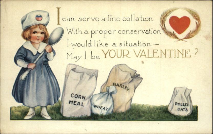 WWI Valentine Little Girl Nurse w Spoon Suppplies Old Postcard