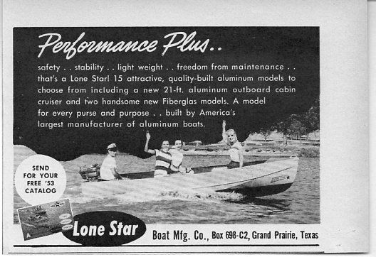 1953 Vintage Ad Lone Star Boats Grand Prairie Texas