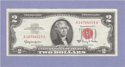 VF 1963 A Two Dollar Bill $2 Note Granahan Fowler Red Seal 16704015