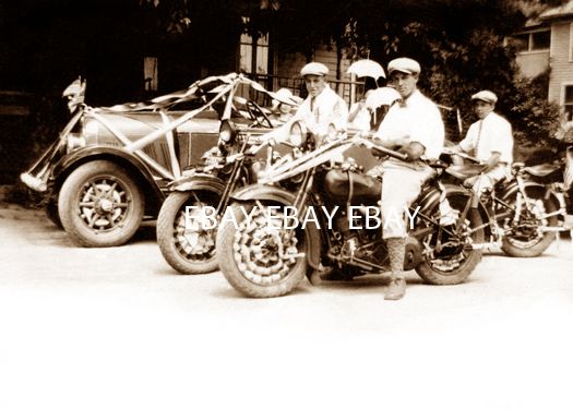 1920s Harley Davidson or Indian Motorcycles Parade Patriotic