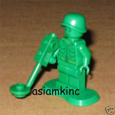 lego toy story green army men w metal detector minifig