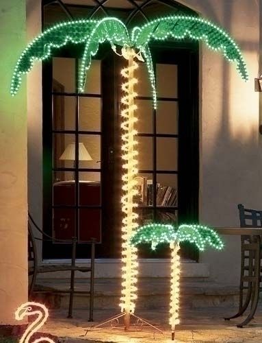 Tropical Lighted Holographic Rope Light Palm Tree