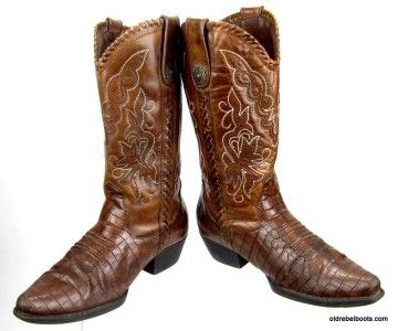 Earth Spirit Maize Brown Leather Flower Mad Gator Print Cowboy Boots