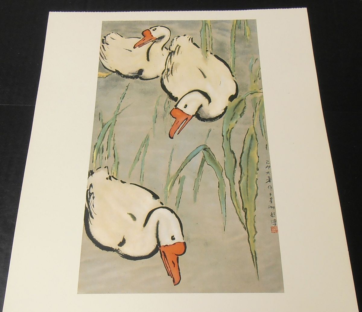 Hsu Pei hung Chinese Color Woodcut Print Reproduction 1965 German