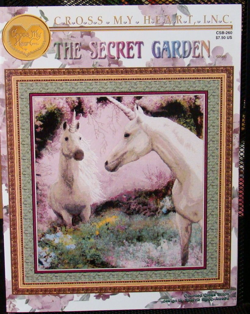  Secret Garden cross stitch chart   two unicorns   Cross My Heart Inc