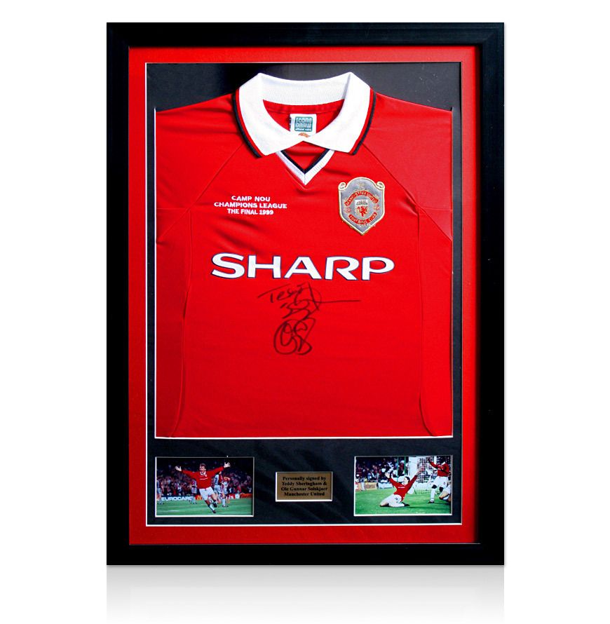 Framed Manchester United 1999 Shirt Signed By Sheringham Solskjaer