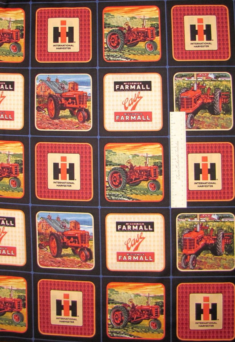 International Harvester Tractor Logo Block VIP Cranston Cotton Fabric