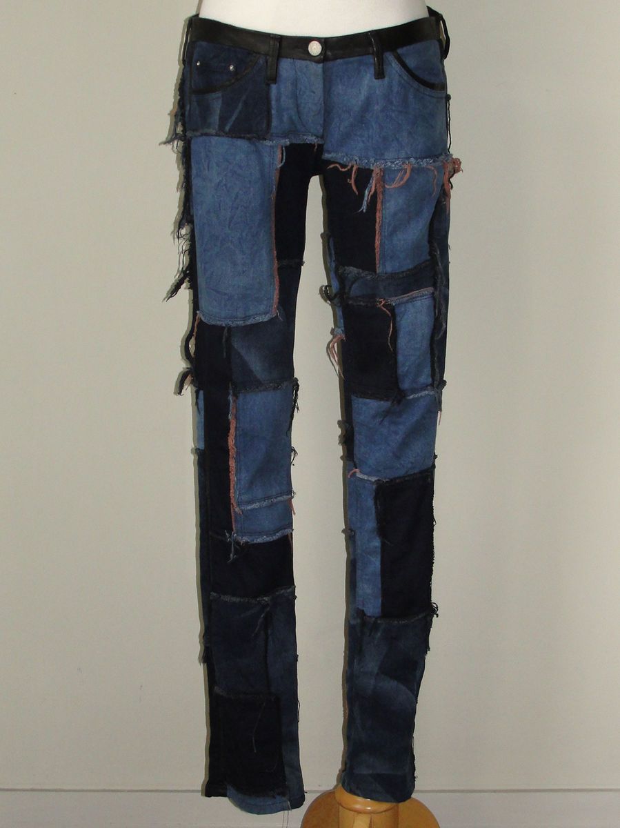 ISABEL MARANT NWT Patchwork Skinny Jeans w Black Leather Trim Sz 2 or