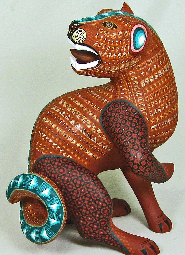 Oaxacan Wood Carving Jaguar by Jacobo and Maria Angeles Oaxaca