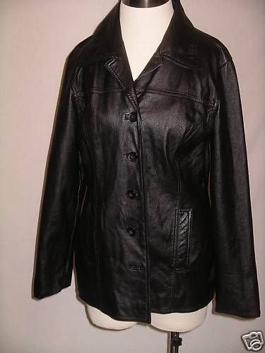 Jacqueline Ferrar Black Leather Jacket Coat M