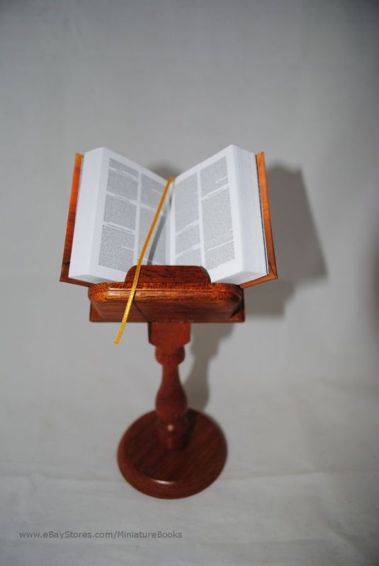 New Nice Holy Bible Full Version King James Wood Stand Miniature Book