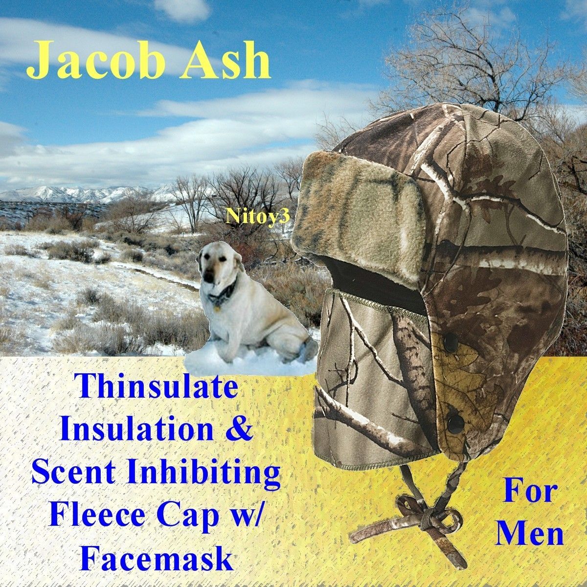 Jacob Ash Thinsulate Insulation & Scent Control Fleece Cap w/Face Mask