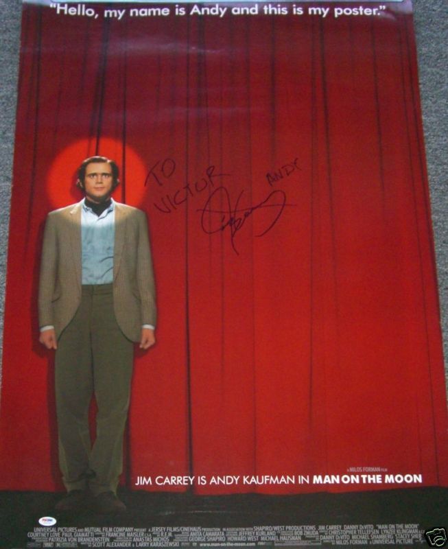 Jim Carrey Signed Auto Andy Kaufman Poster PSA DNA COA