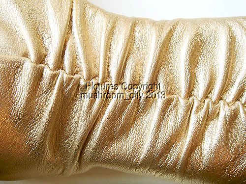 Jimmy Choo Gold Ruffled Leather Knee High Boots 35 5