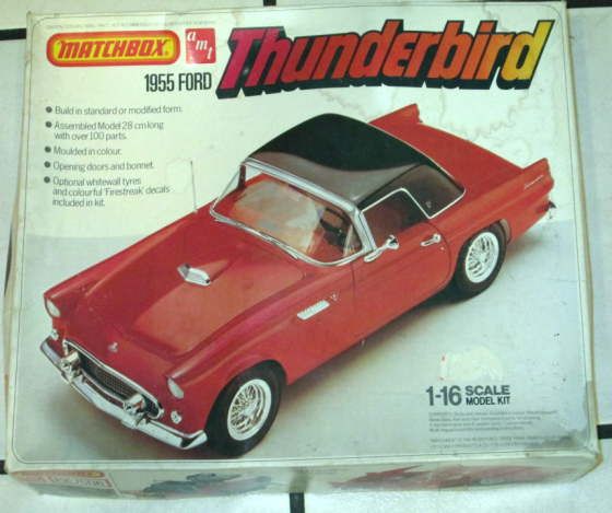 Vintage AMT '55 Ford Thunderbird Hardtop Convertible 1 16 Scale Model Kit  