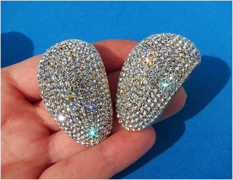 New Huge Designer Jarin Kasi Swarovski Crystal Rhinestone Earrings