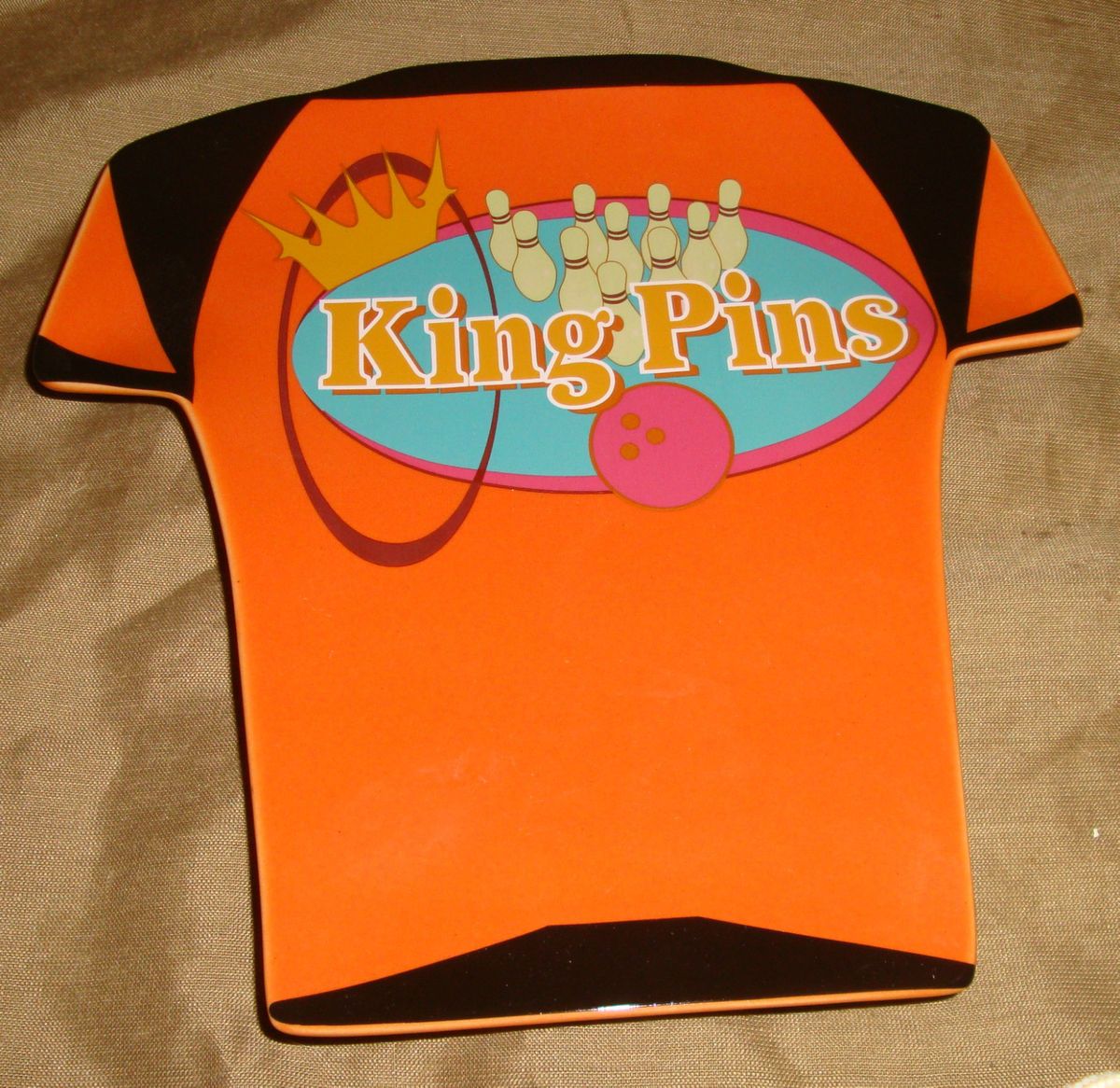 Luminarc BOWLING NIGHT Shirt KING PINS Pins Ball RETRO Snack PLATE