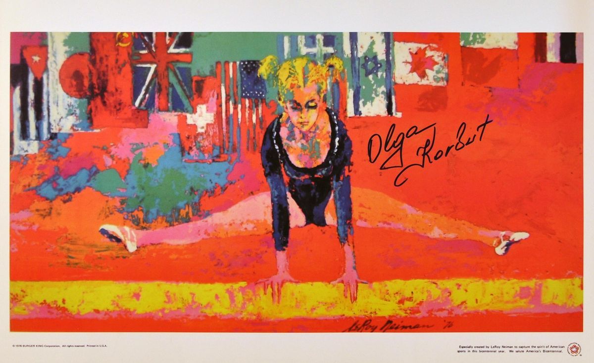 Olga Korbut Leroy Neiman Autographed Vintage Gymnastics Art Poster