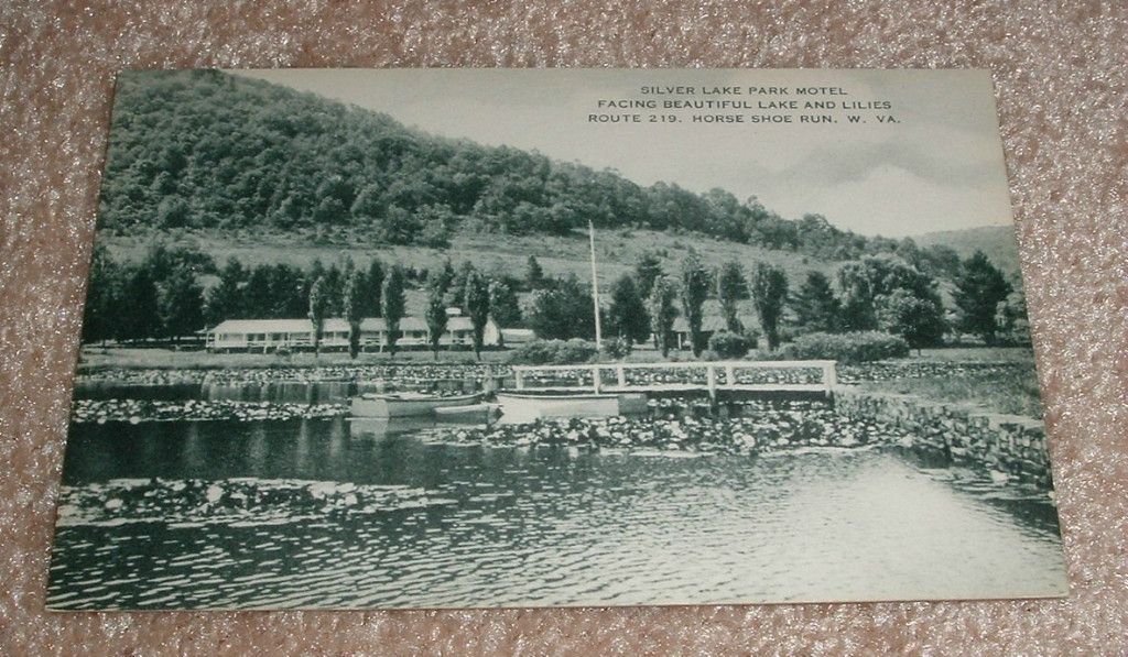 Horse Shoe Run WV Silver Lake Park Motel Vintage B w Artvue Postcard