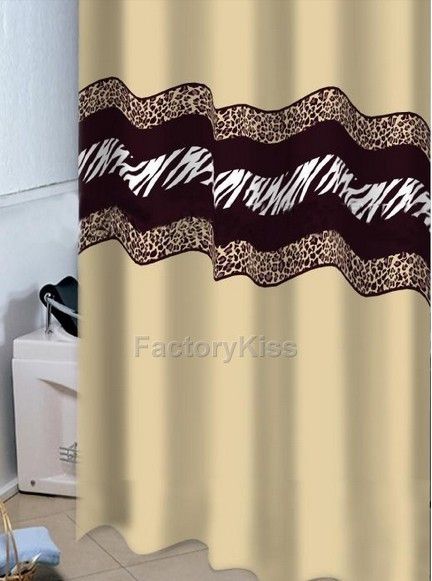 HQY 180 180 Leopard Zebra Print Waterproof Shower Curtain 12 Free